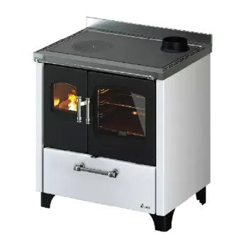 Cuisinière à bois SMART 80 - ACIER BLANC - SANS VENT. - 7,5 kW